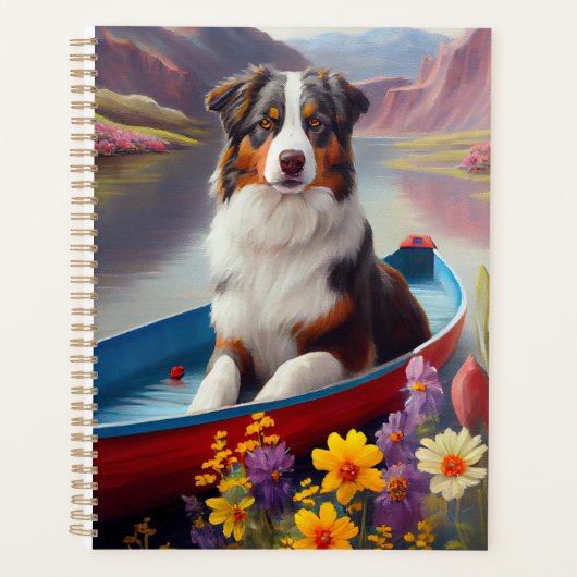 Australian Shepherd op Paddle: Een Schilderachtig  Planner (Voorkant)