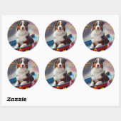 Australian Shepherd op Paddle: Een Schilderachtig Ronde Sticker (Vel)