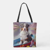 Australian Shepherd op Paddle: Een Schilderachtig  Tote Bag (Achterkant)