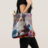 Australian Shepherd op Paddle: Een Schilderachtig  Tote Bag (Dichtbij)
