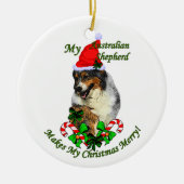 Australian Shepherd Ornament met kerstcadeaus (Voorkant)