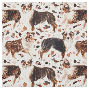 AUSTRALIAN SHEPHERD Painterly Waterverf Dog Stof