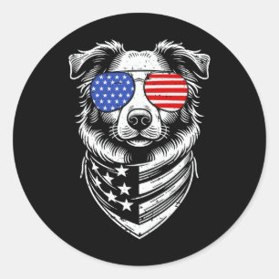 Australian Shepherd Patriotisch op 4 juli Ronde Sticker