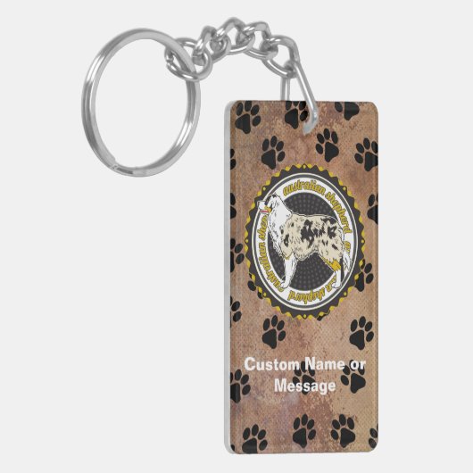 Australian Shepherd Paws Hondenras Lover Custom Sleutelhanger (Voorkant Links)