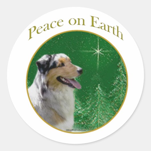 Australian Shepherd Peace Ronde Sticker (Voorkant)