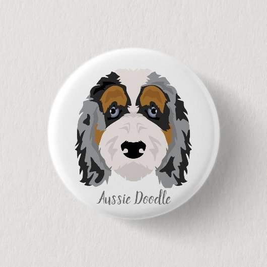 Australian Shepherd Poedel mix Badge Ronde Button 3,2 Cm (Voorkant)