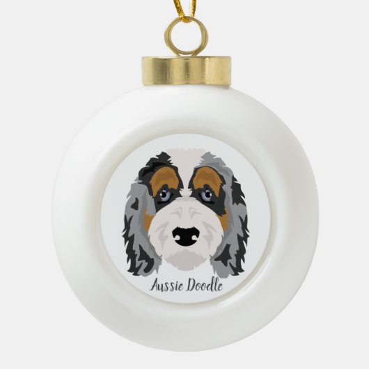 Australian Shepherd Poedel mix kerstversiering Keramische Bal Ornament (Voorkant)