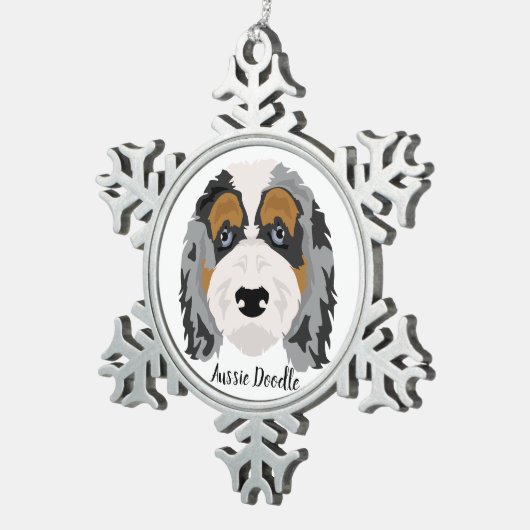 Australian Shepherd Poedel mix kerstversiering Tin Sneeuwvlok Ornament (Rechts)