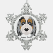 Australian Shepherd Poedel mix kerstversiering Tin Sneeuwvlok Ornament (Voorkant)