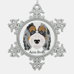 Australian Shepherd Poedel mix kerstversiering Tin Sneeuwvlok Ornament