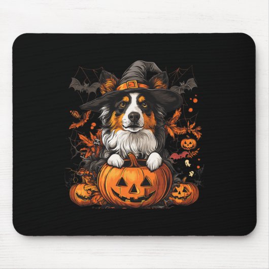 Australian Shepherd Pompoen Halloween Thanksgiving Muismat (Voorkant)