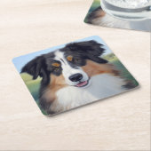 Australian Shepherd Portrait  -  Kartonnen Onderzetters (Schuin)