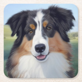 Australian Shepherd Portrait  -  Kartonnen Onderzetters