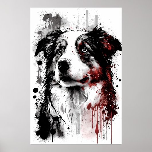 Australian Shepherd Portrait Poster (Voorkant)