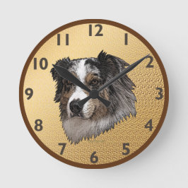 Australian Shepherd Portrait Ronde Klok
