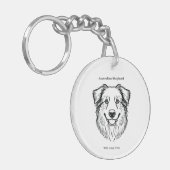 Australian Shepherd Portrait Sleutelhanger (Voorkant Links)