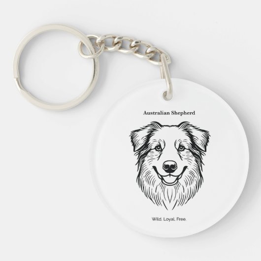 Australian Shepherd Portrait Sleutelhanger (Voorkant)
