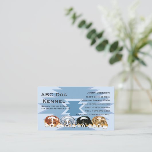 Australian Shepherd Puppies Custom Visitekaartje (Staand voorkant)