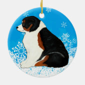 Australian Shepherd Puppies Snow Ornament (Achterkant)