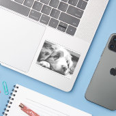 australian shepherd puppy bw sticker (Laptop met iPhone)