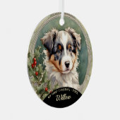 Australian Shepherd Puppy Eerste Kerstmis Ornament (Voorkant Rechts)