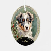 Australian Shepherd Puppy Eerste Kerstmis Ornament (Voorkant links)