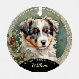 Australian Shepherd Puppy Eerste Kerstmis Ornament