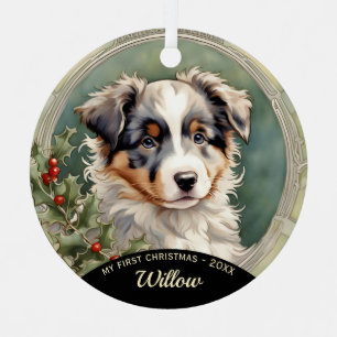 Australian Shepherd Puppy Eerste Kerstmis Ornament