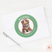 Australian Shepherd Puppy in Winter Pet Kerst Ronde Sticker (Envelop)