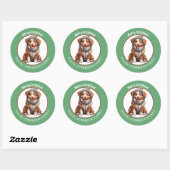 Australian Shepherd Puppy in Winter Pet Kerst Ronde Sticker (Vel)