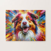 Australian Shepherd-puzzel: Rode Merle Aussie Legpuzzel (Horizontaal)
