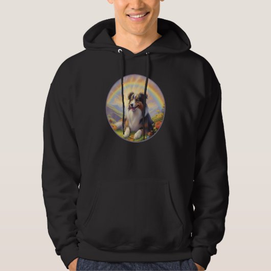 Australian Shepherd Rainbow Bridge Aussie Dog Memo Hoodie (Voorkant)