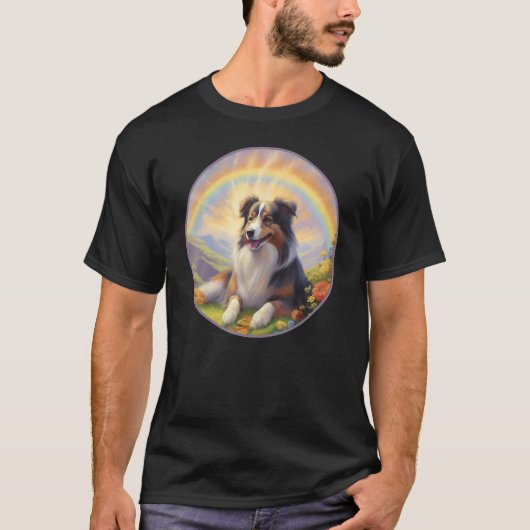 Australian Shepherd Rainbow Bridge Aussie Dog Memo T-shirt (Voorkant)