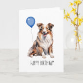 Australian Shepherd Red Aussie Verjaardag Kaart (Gele Bloem)