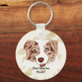 Australian Shepherd Red Merle Hond Sleutelhanger (Voorkant)