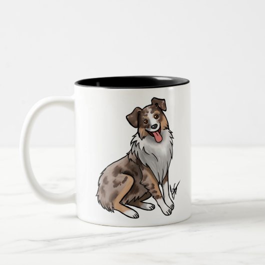 Australian Shepherd - Red Merle Two-Tone Coffee Mu Tweekleurige Koffiemok (Links)