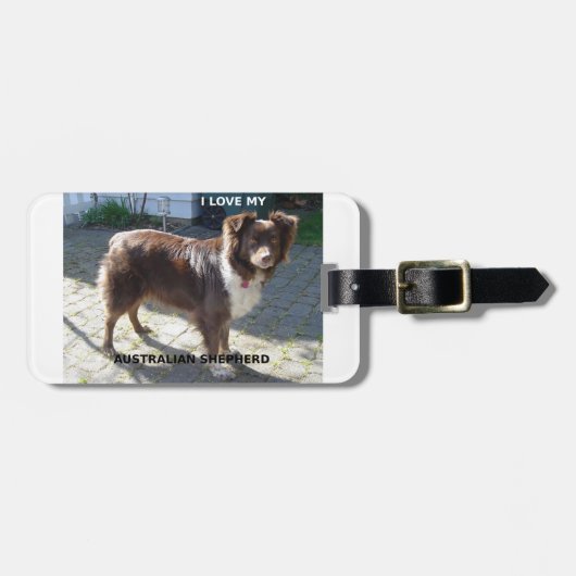 australian shepherd red tri liefde met foto bagagelabel (Voorkant horizontaal)