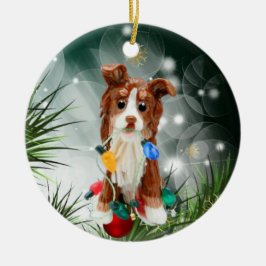 Australian Shepherd Red Tricolor Ceramic Ornament
