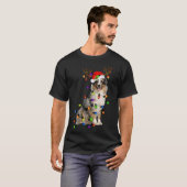 Australian Shepherd Reindeer Kerstlights Funn T-shirt (Voorkant volledig)