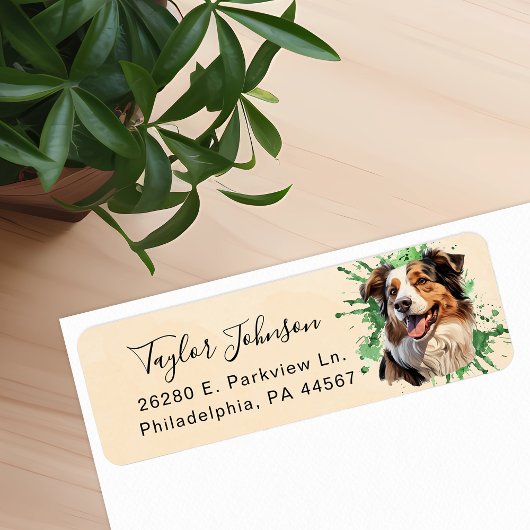 Australian Shepherd Retouradres Label