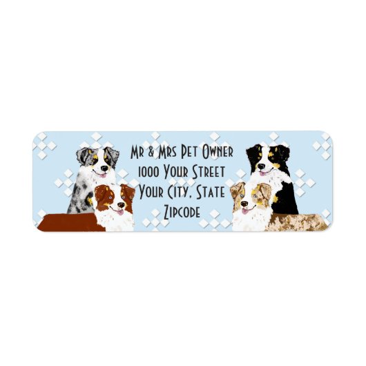 Australian Shepherd Retouradres Label (Voorkant)