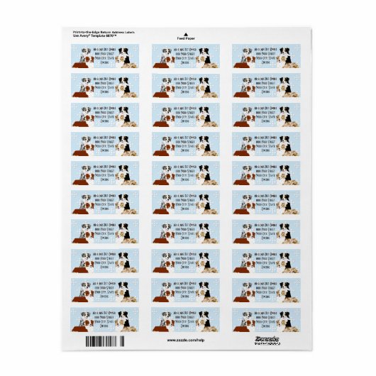 Australian Shepherd Retouradres Label (Full Sheet)