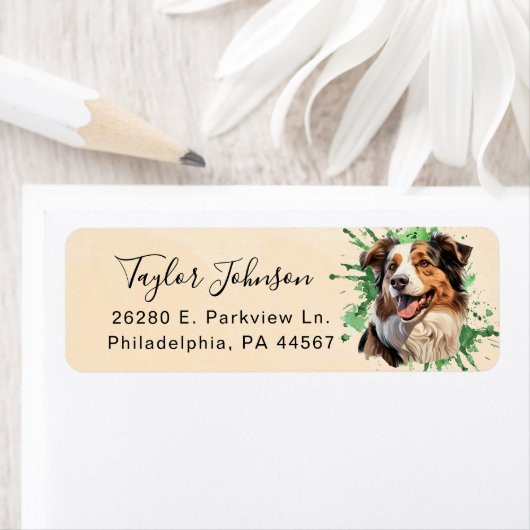 Australian Shepherd Retouradres Label (Insitu)