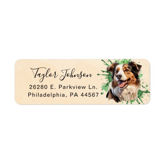 Australian Shepherd Retouradres Label (Voorkant)
