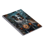 Australian Shepherd Riding Motorcycle Halloween Notitieboek (Rechterzijde)