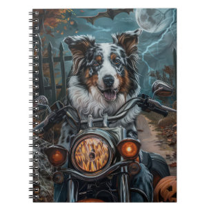 Australian Shepherd Riding Motorcycle Halloween Notitieboek