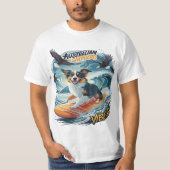 Australian Shepherd Riding the Crest Surfen T-shirt (Voorkant)