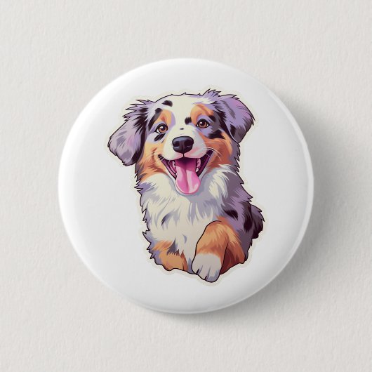 Australian Shepherd Ronde Button 5,7 Cm (Voorkant)