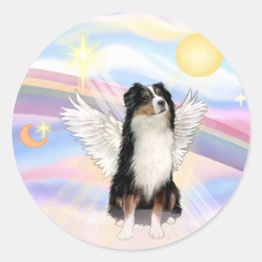 Australian Shepherd Ronde Sticker (Voorkant)