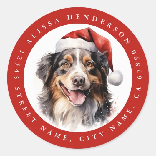 Australian Shepherd Ronde Stickers (Voorkant)